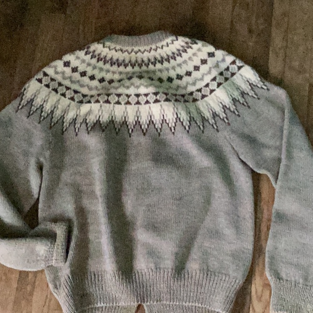 π 100% Wool Knit Cardigan Sweater OOAK EUC Sz L-XL Norwegian Design - Picture 12 of 16